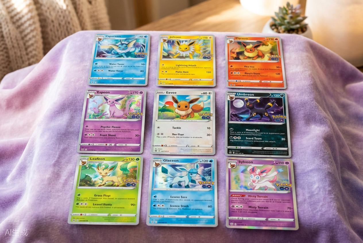 Legacy illustration of Eevee cards in a binder